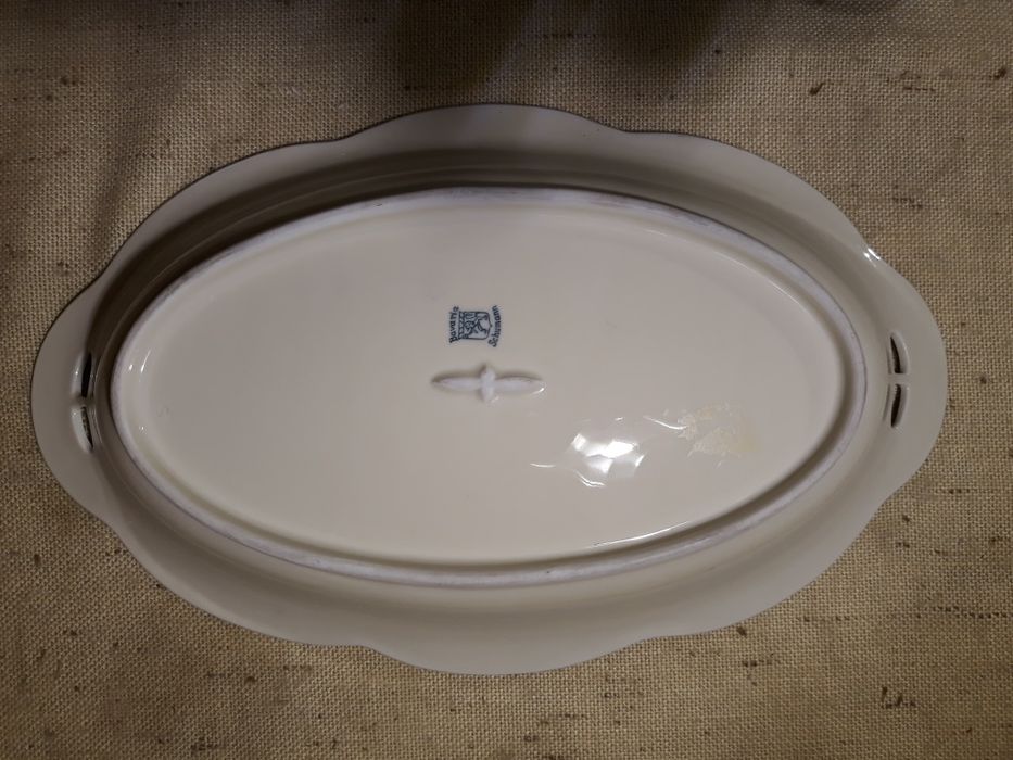 Duża patera, porcelana Schumann, Porcelana Bavaria, Kwiaty, Złoto