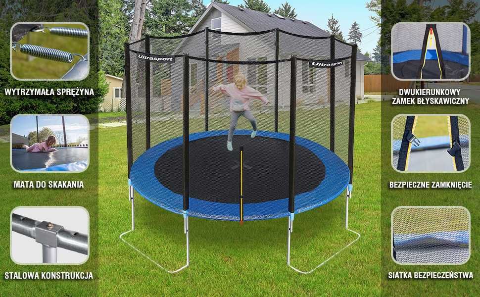 Nowa Trampolina Ogrodowa Ultrasport 251 cm 8FT