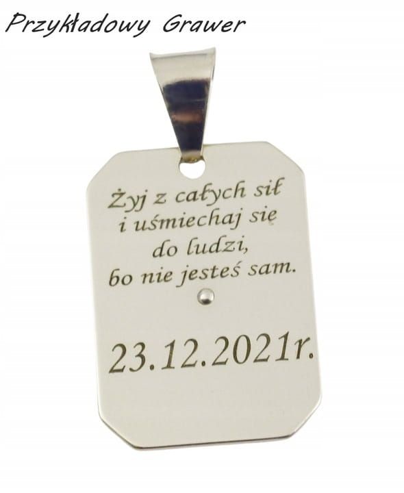 Łańcuszek Srebrny Pancerka 6,50 mm z Medalikiem pr 925 Grawer Gratis