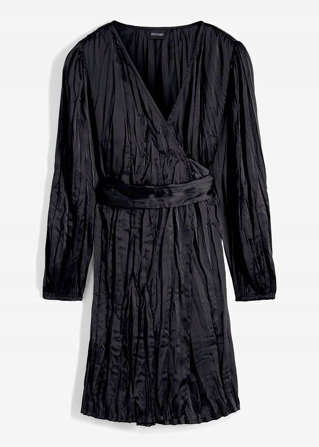 B.P.C kopertowa sukienka satynowa czarna r.50