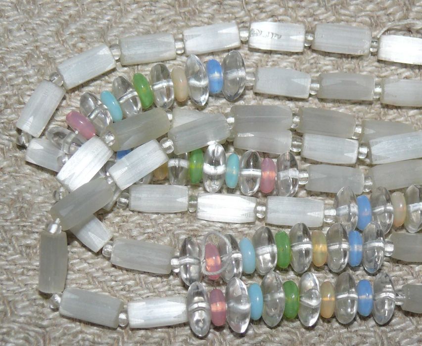 Бусы Сатиновое Стекло. Старинные Двухрядные. Нежные Тона