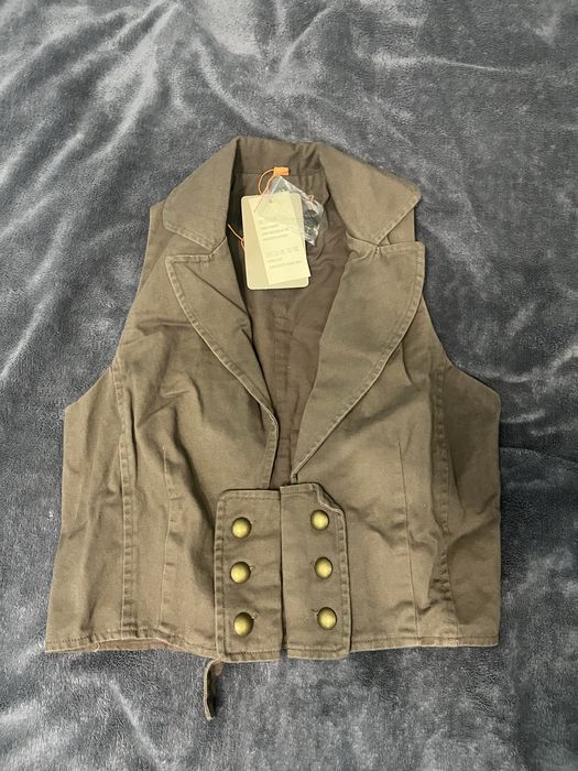 Коричнева джинсова желетка, розмір S