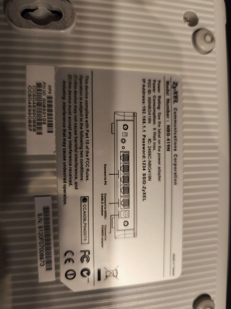 Router Zyxel NBG 419n