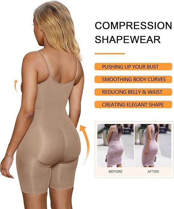 Odchudzające body szorty Ściągające brzuch bielizna modelująca XS