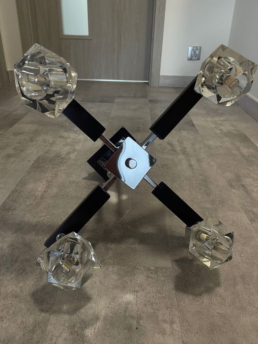 Lampa sufitowa nowoczesna z kryształowymi kloszami