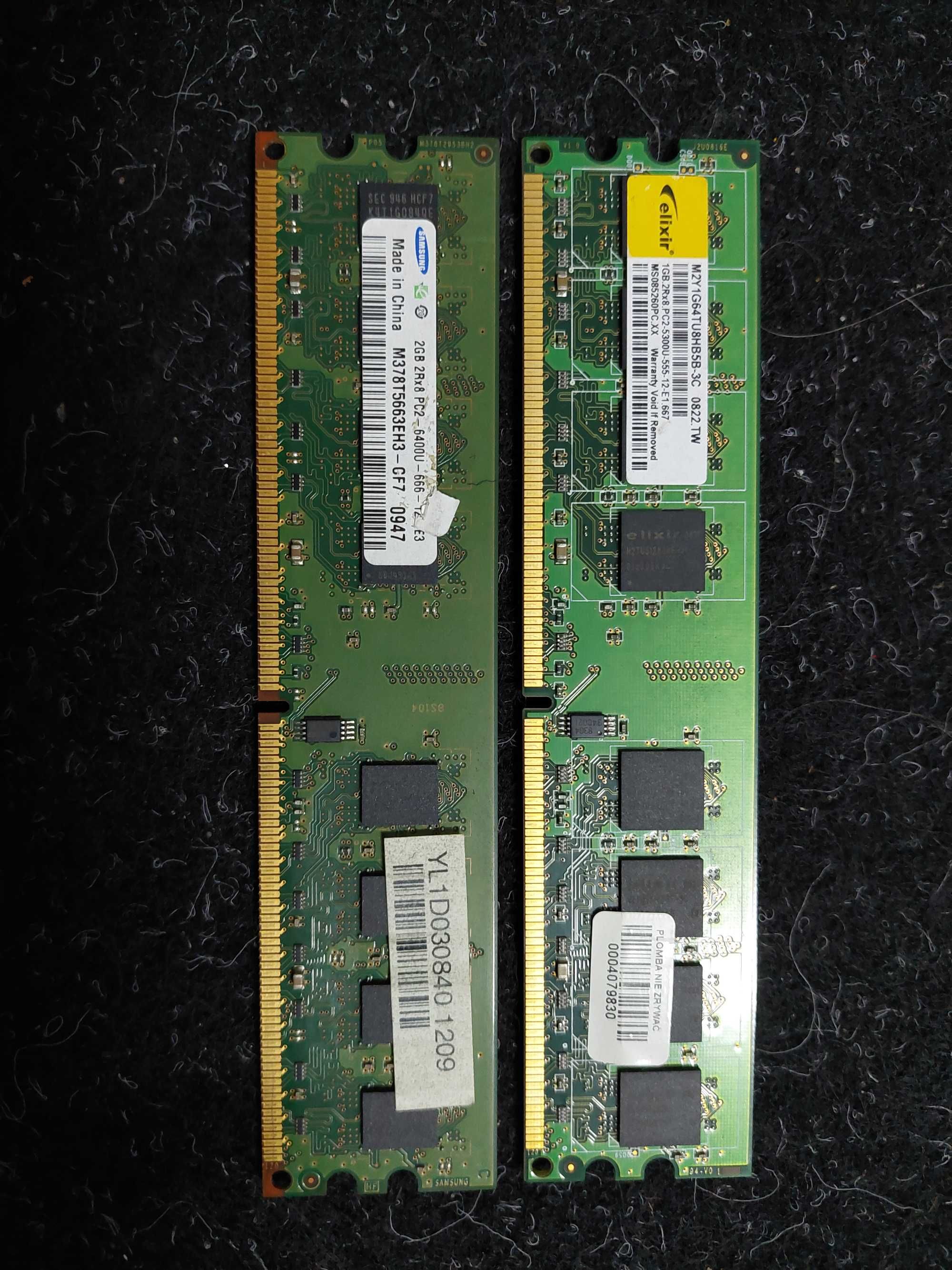 Pamięci ram 2GB + 1 GB