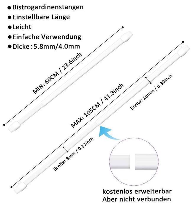 Zestaw 2 Drążków Do Zasłon Okiennych Zazdrostki