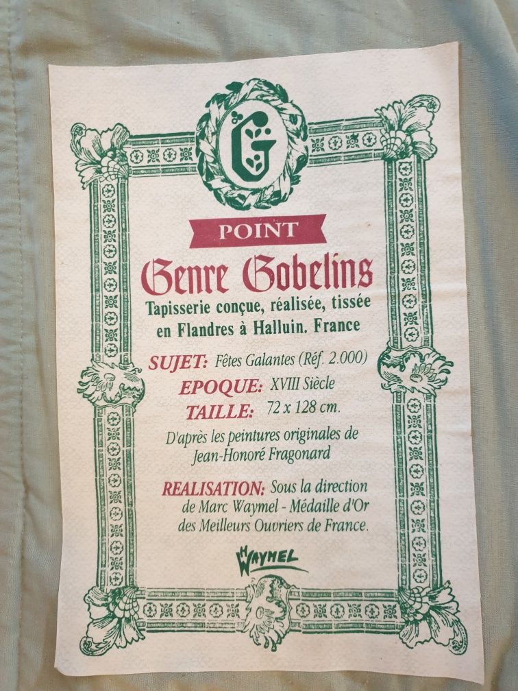 Fantástica tapeçaria francesa "Genre Gobelin"