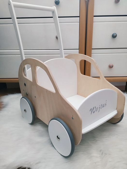 DREWNIANY wózek samochód Auto wózek na zabawki