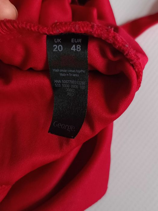 Czerwony kombinezon długi do kostek koronkowy elegancki George 48 4XL