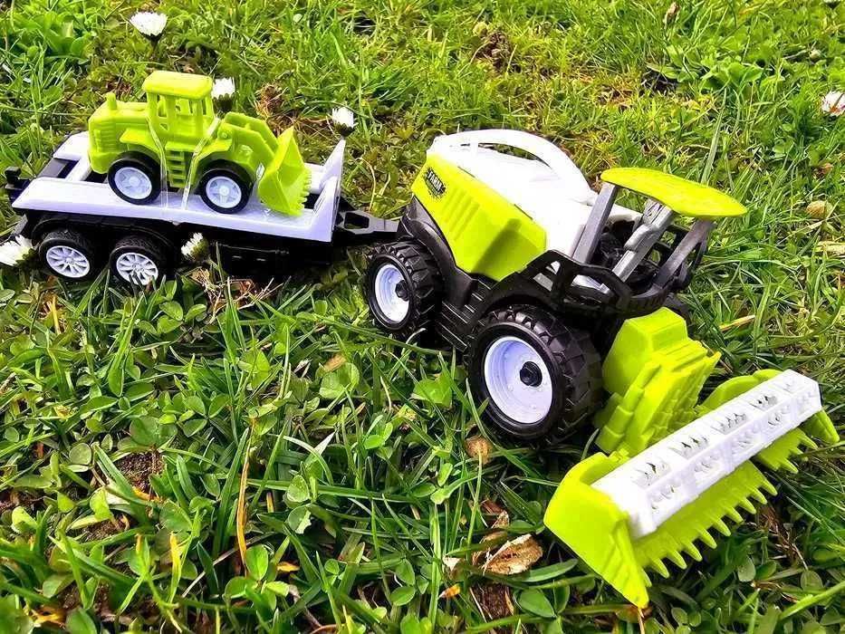 Komplet zabawek traktor + kombajn nowe z przyczepami zabawki