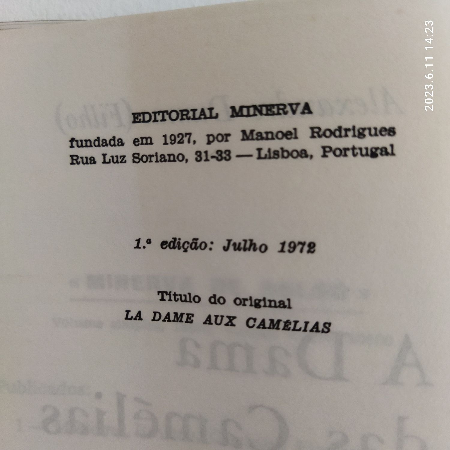 A dama das camélias 1° edição