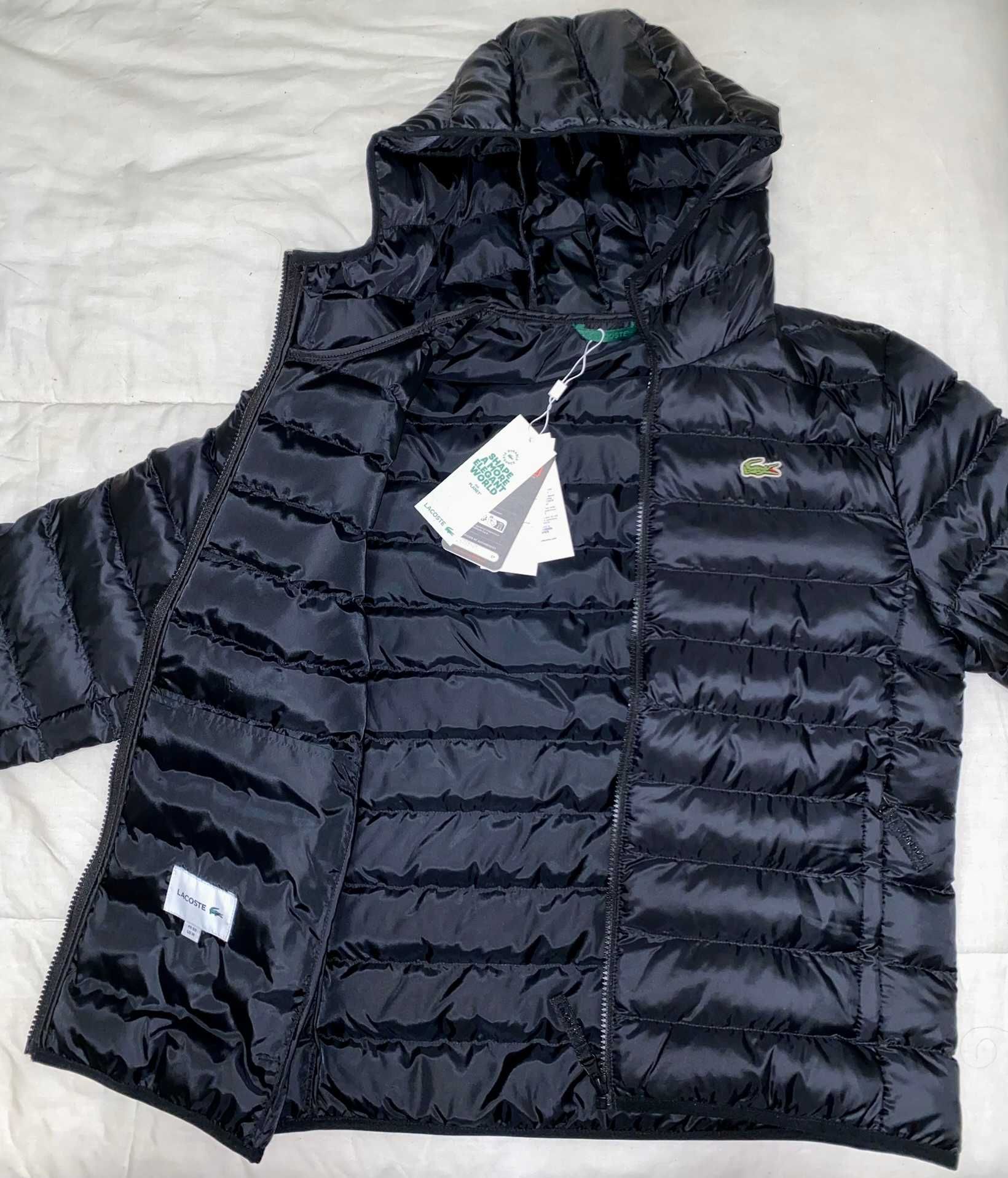 Blusão Preto Lacoste Acolchoado com Capuz
