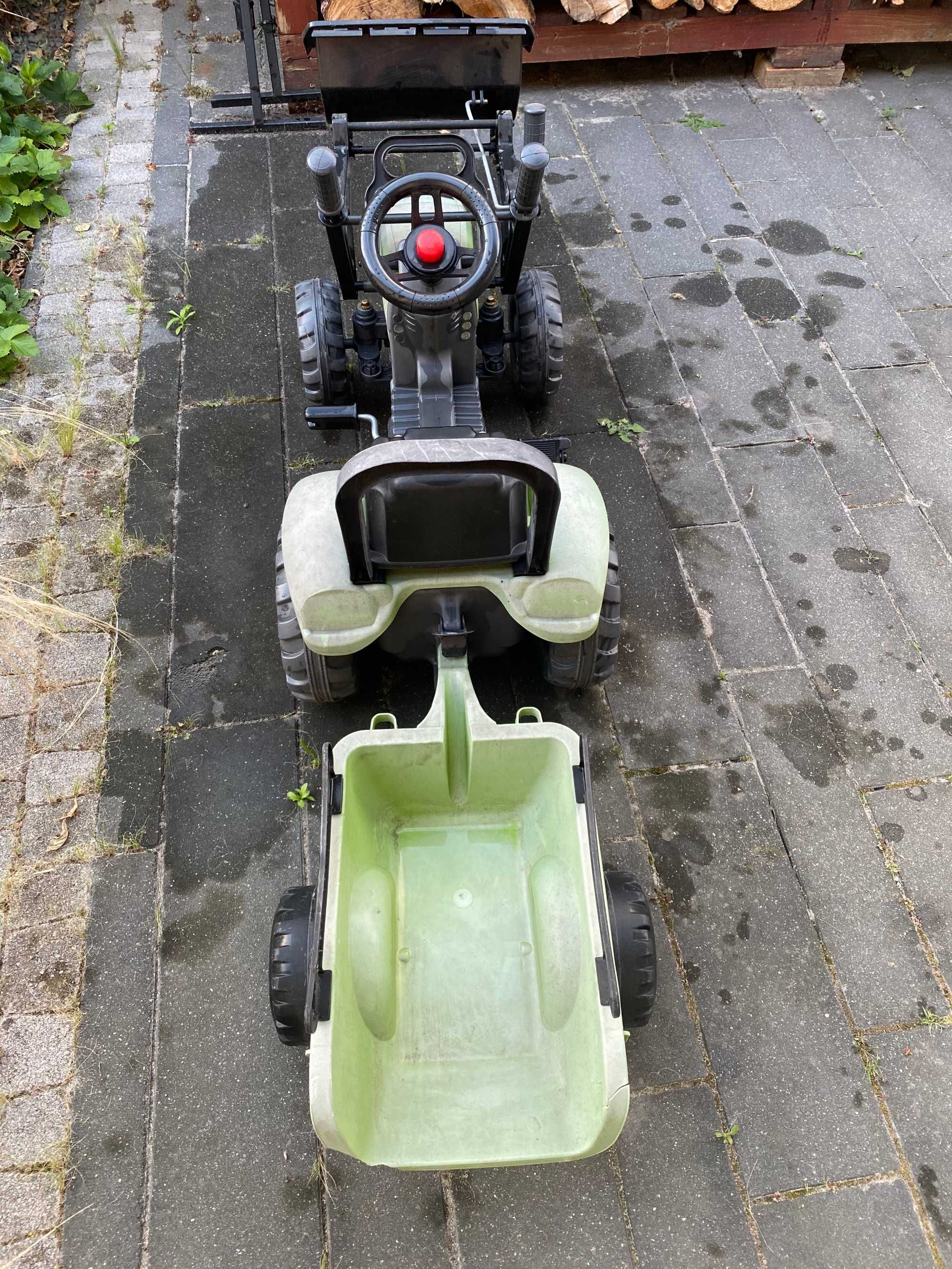 Falk Claas traktor na pedały z łyżką i przyczepką