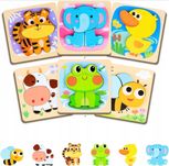 Układanka drewniana puzzle zwierzątka 6szt Montessori
