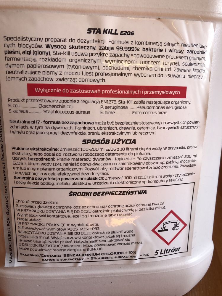 Neutralizator zapachów dezynfekcja  zaboja wirusy bakterie zapachy5 l