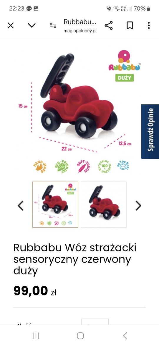 Rubbabu duży Wóz Strażacki czerwony
