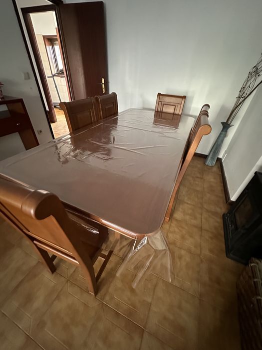 Mesa jantar 6 cadeiras madeira macica