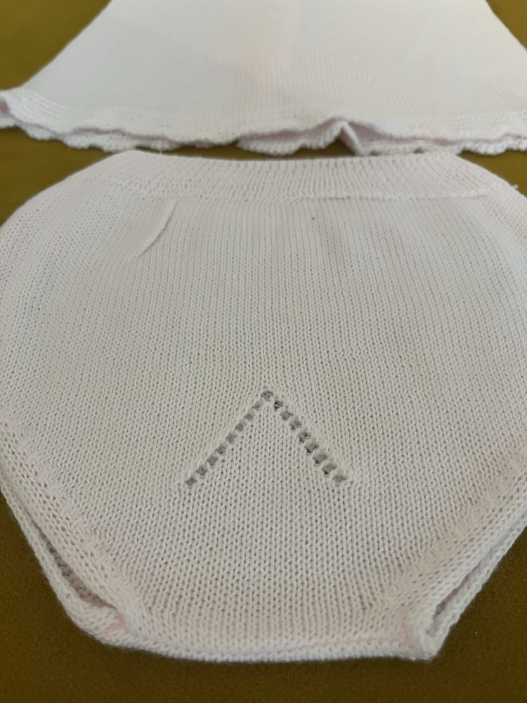 MINHON Conjunto em Malha Rosa Camisola e Tapa-Fralda 6M NOVO