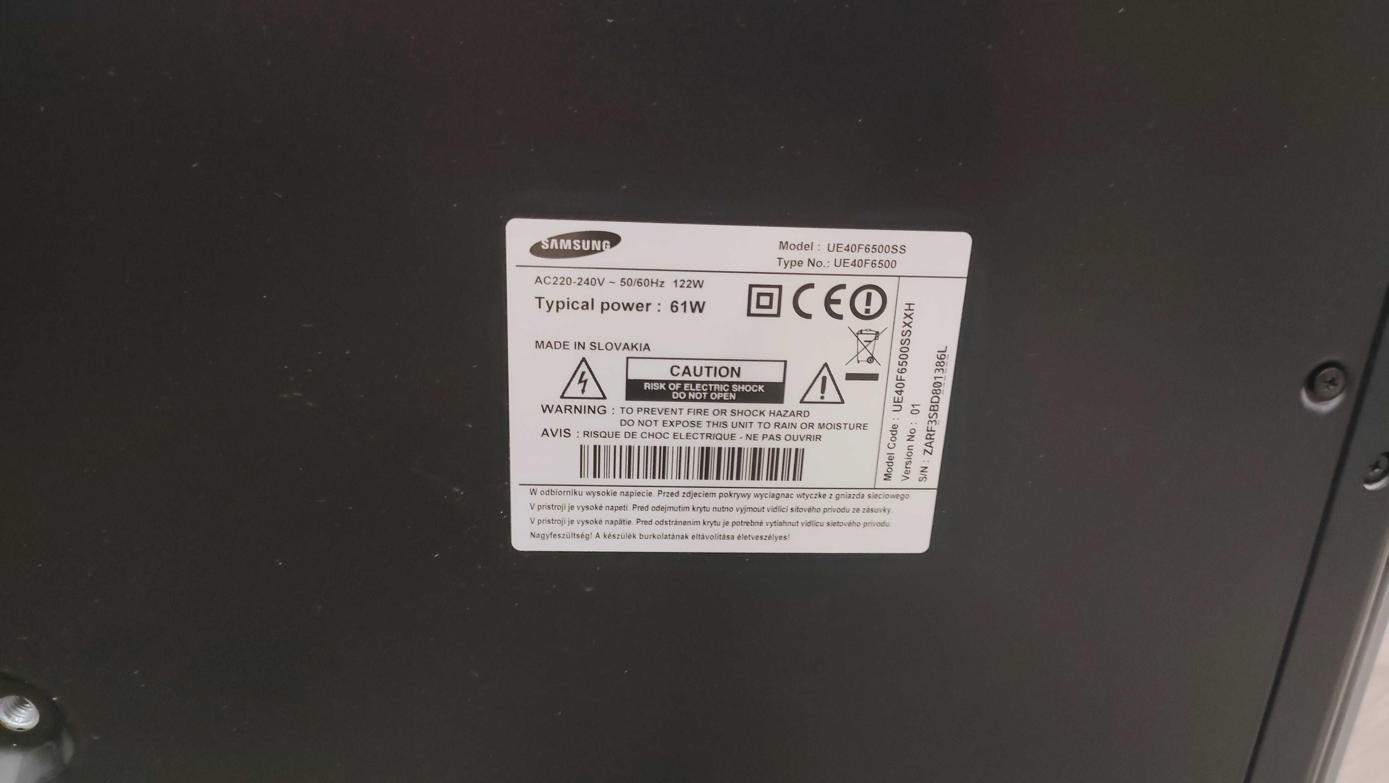 Telewizor Samsung UE40F6500, bardzo dobry stan