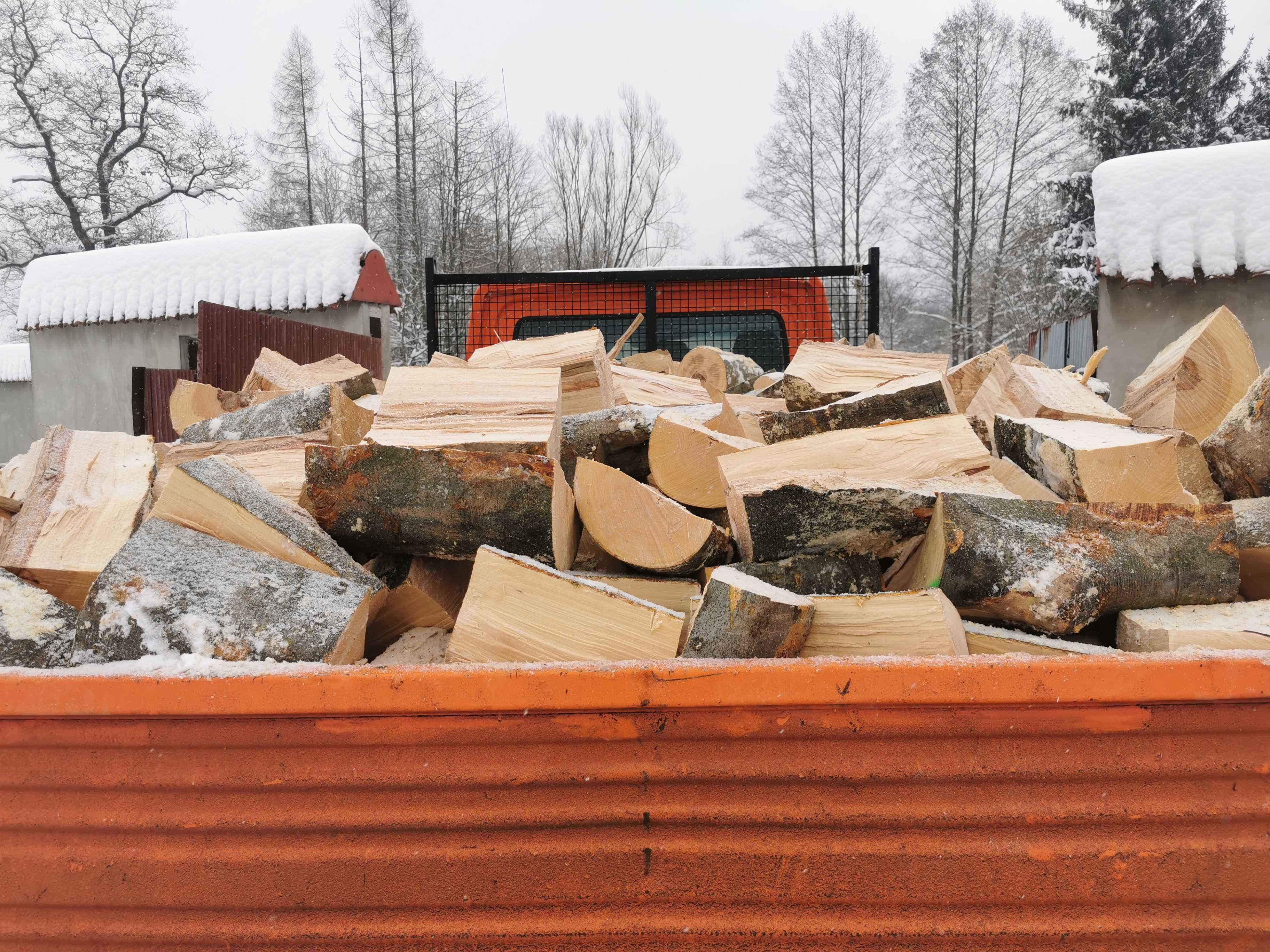 Drewno Opałowe Kominkowe Buk Grab Sezonowany Transport