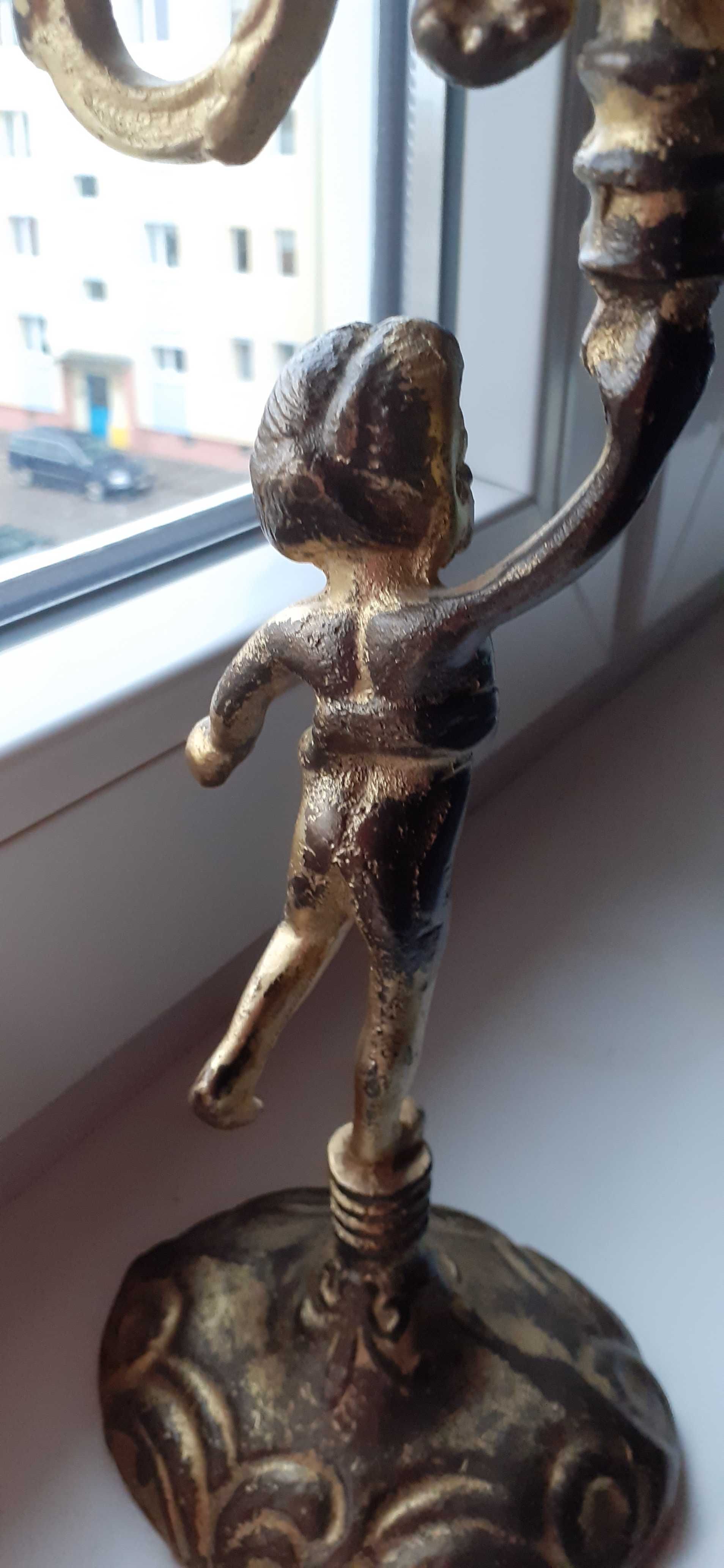Kandelabr-świecznik  na trzy świece brąz Vintage.
