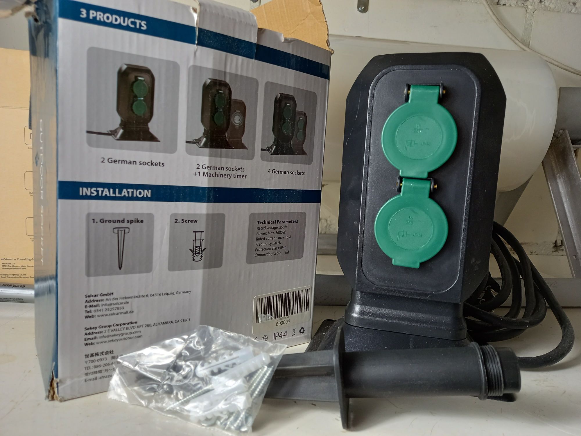 Przedłużacz ogrodowy 250 V, 3680W, 16 A, 50 Hz, IP44, 3 metry