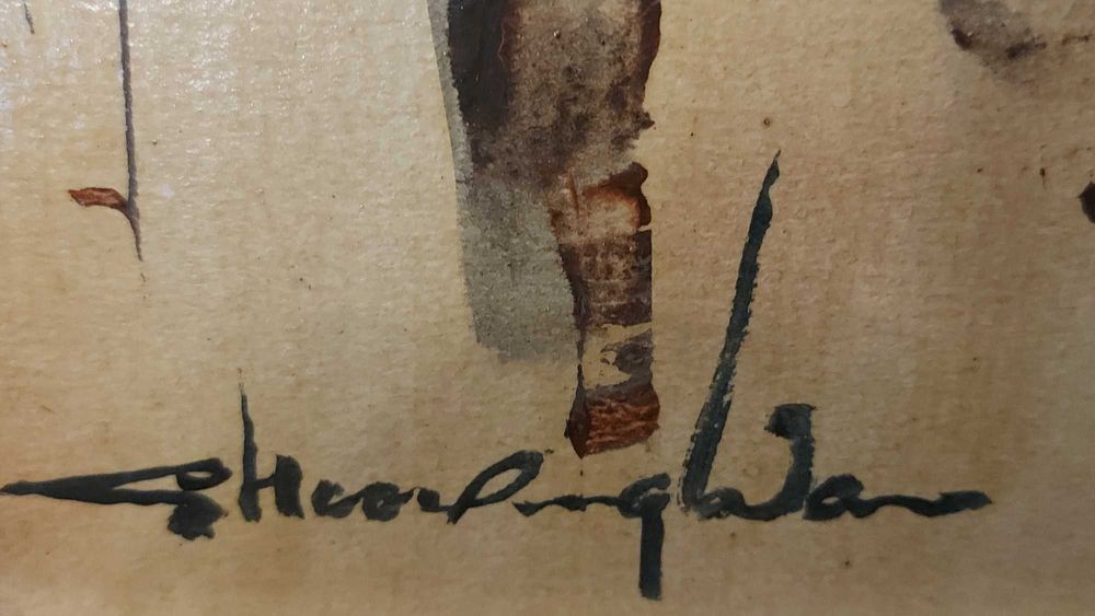 Obraz Shoo-Ching Wan – kwiaty, 26×22 cm, sygnowany