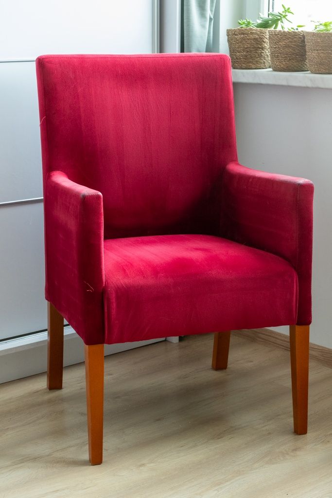 Krzesło tapicerowane, fotel bordowy