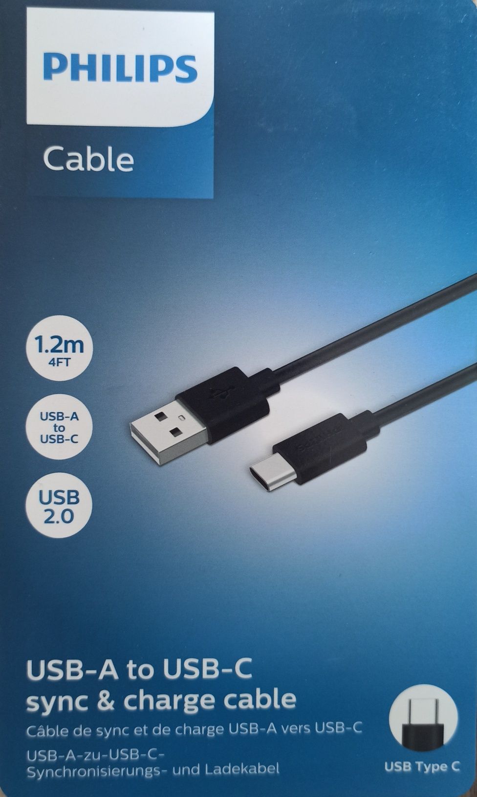 Kabel Philips do przesyłania danych i ładowania USB-A do USB-C