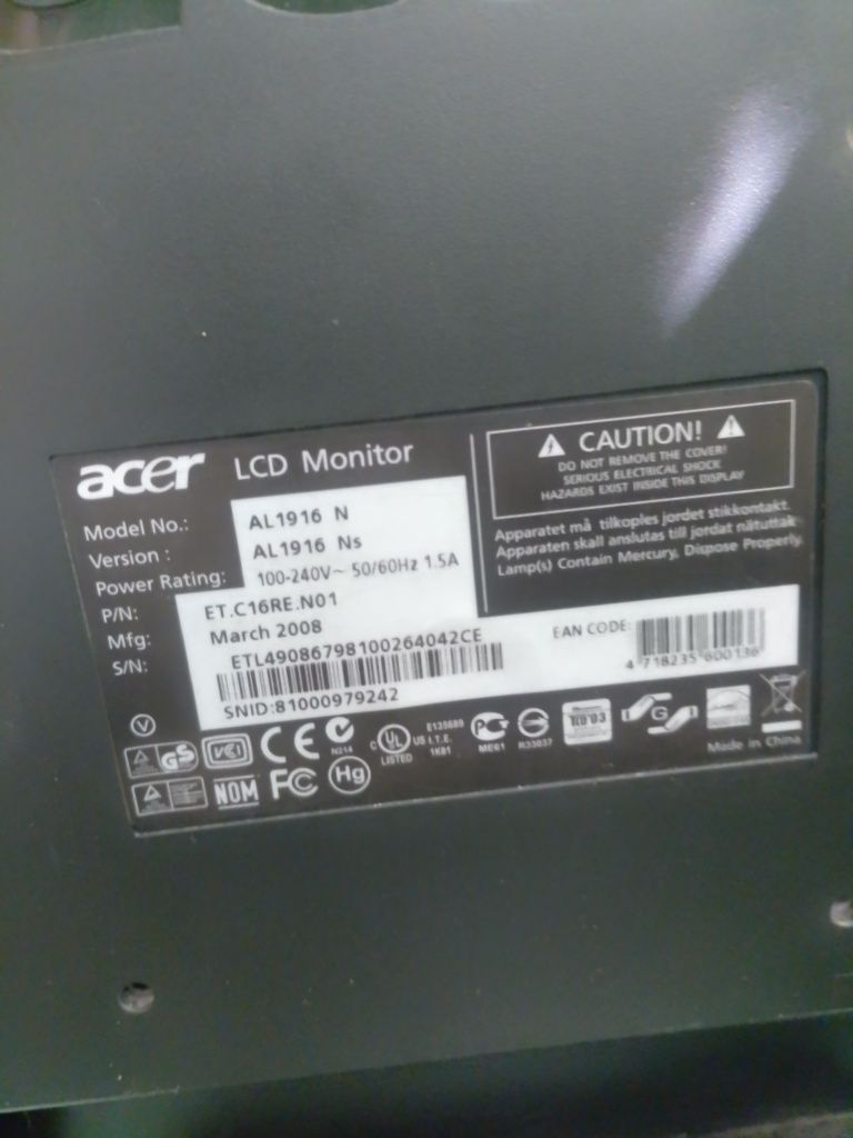 Монітор Acer 1916N 19"