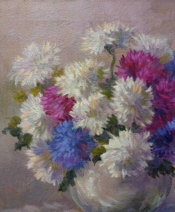 "Астры",картина маслом