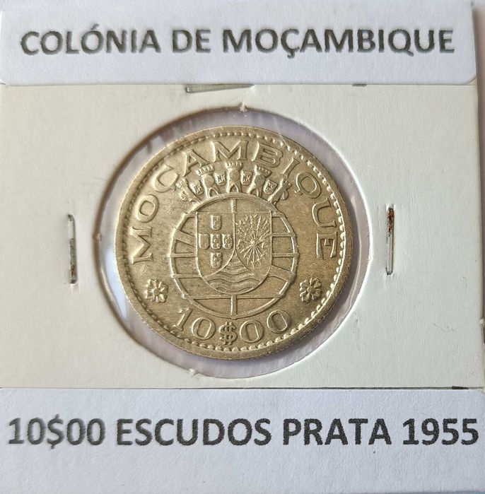 5 Moedas Portuguesas 10 Escudos Prata Circuladas Ex Colónia Moçambique