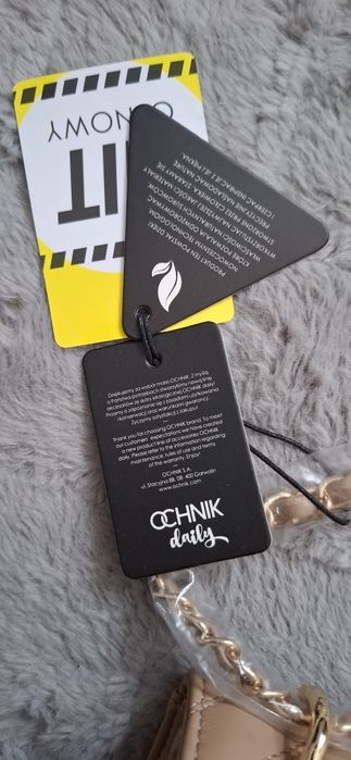 Beżowa torebka OCHNIK – nowa z metką, złoty łańcuszek