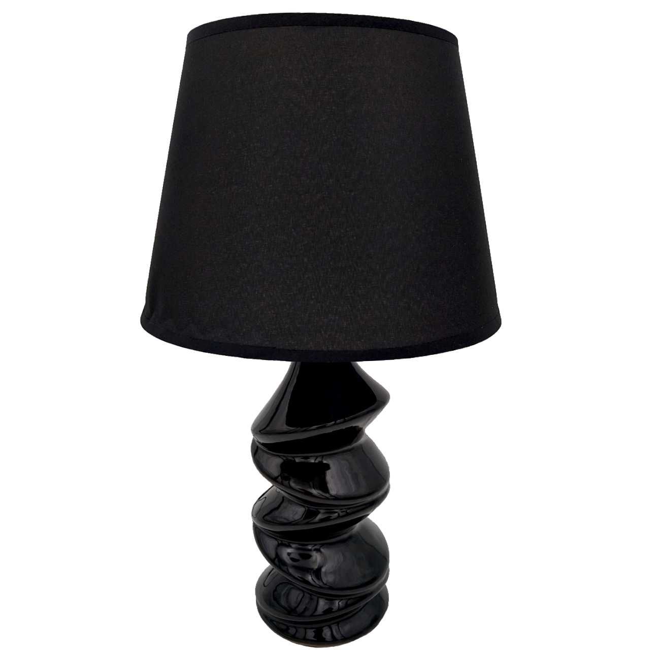 Lampa stołowa czarna lampka nocna nowoczesna glamour