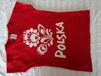 Czerwony T-shirt z napisem Polska, dla dziewczynki S/M