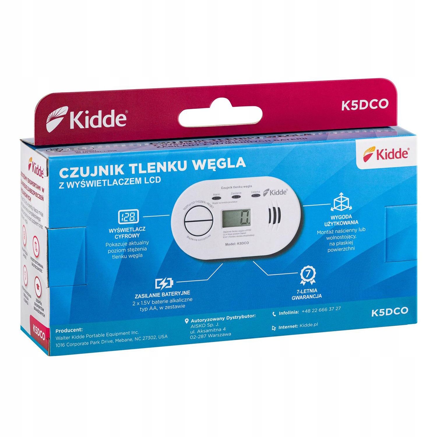 Czujnik Czadu Kidde K5Dco Z Wyświetlaczem Lcd Tlenku Węgla
