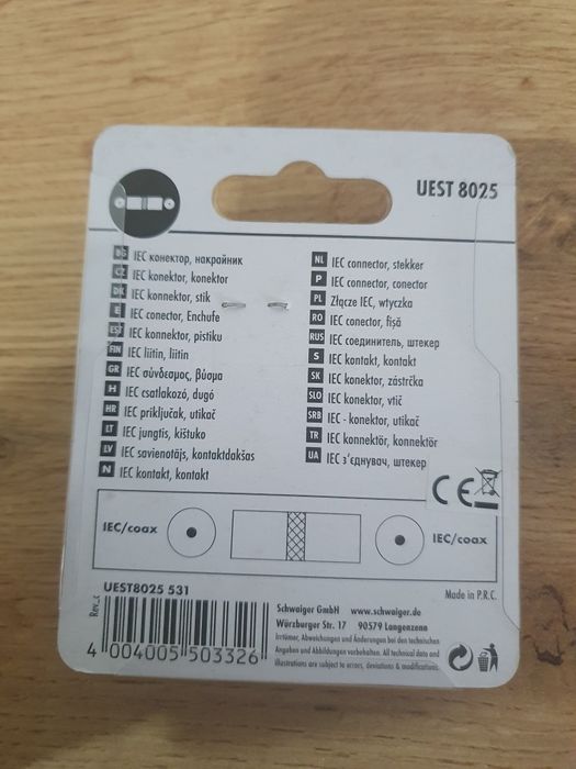 Złącze antenowe Wtyk antenowy IEC metalowy