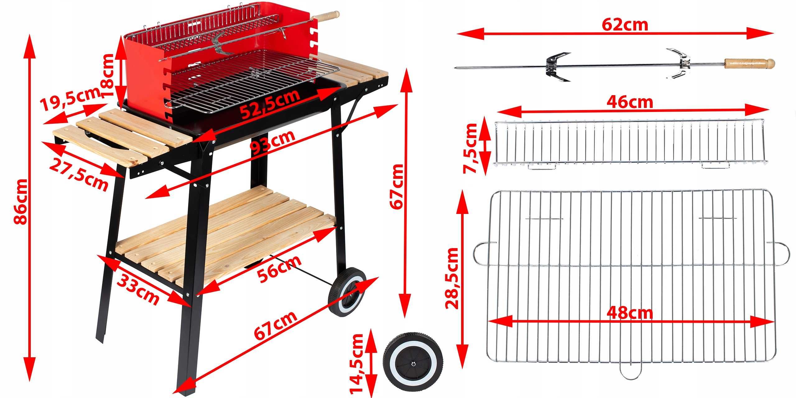 GRILL WĘGLOWY Grill OGRODOWY Z Półkami + Gratis Dmuchawa