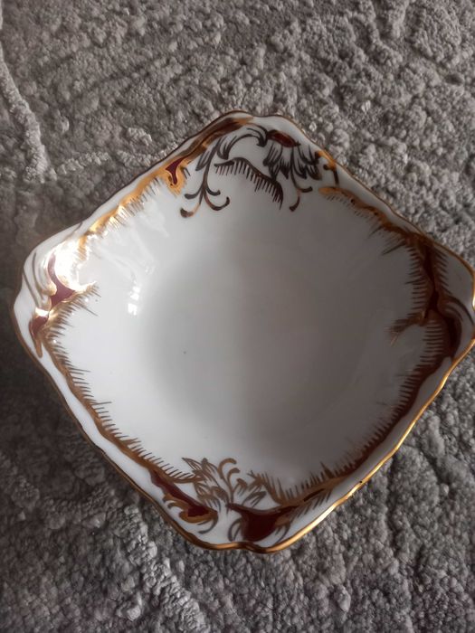 Miseczki ćmielów rococo złoto purpura