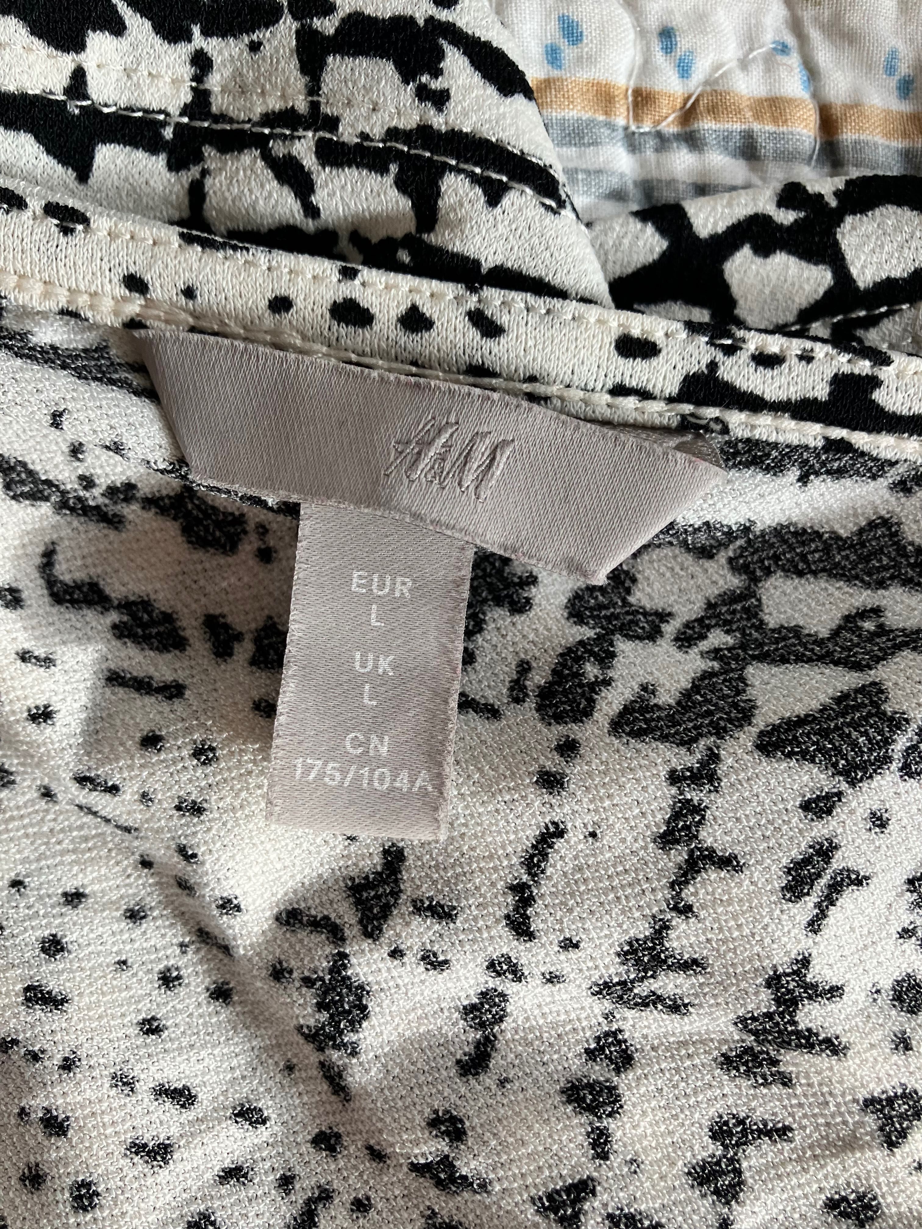 H&M sukienka biało czarna krata L