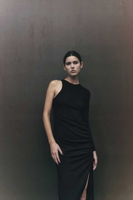 ZARA Luksusowa SUKIENKA asymetryczna drapowana S