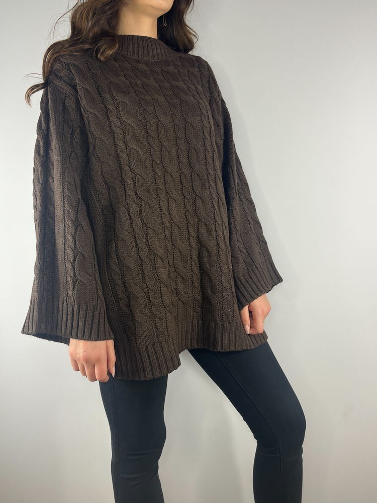 Brązowy czekoladowy sweter z szerokimi rękawami Rainbow rozmiar 42 XL