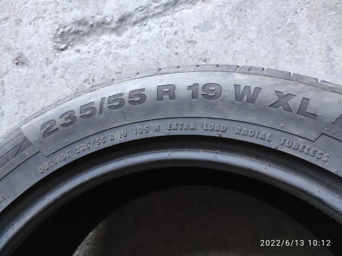 235.55.19 Continental 2шт лето БУ склад шины резина из Европы R19