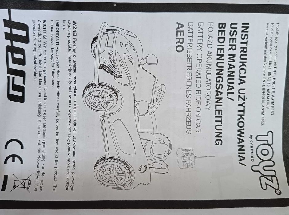 Samochód na akumulator, wiek 3+