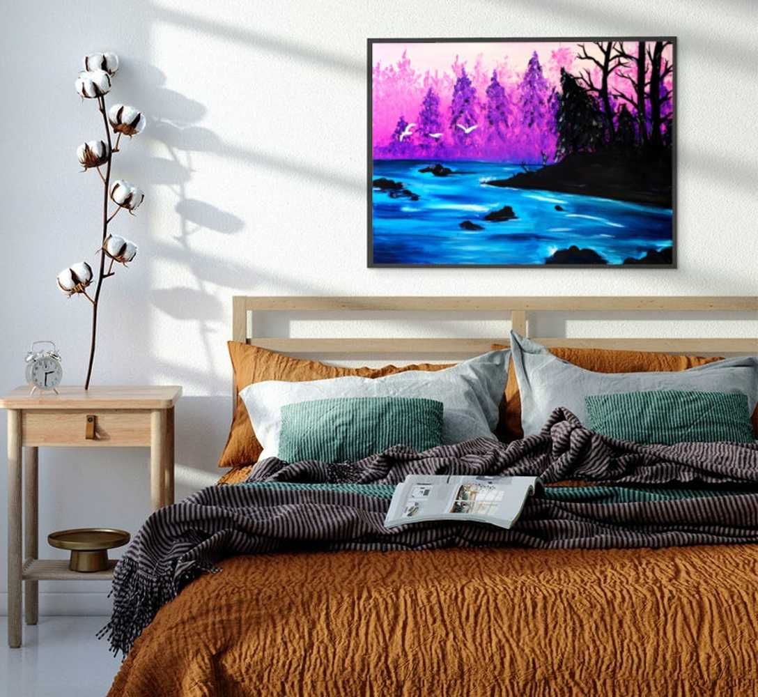 Cichy Brzeg, obraz 70x50x2 cm