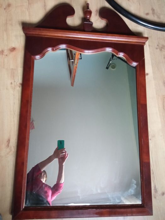 Piękne duże drewniane lustro Drexel