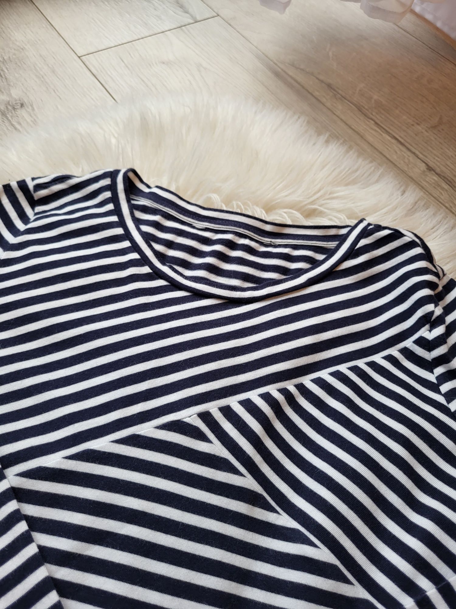Bluzka w paski biała granatowa basic styl COS Massimo Dutti rozmiar M