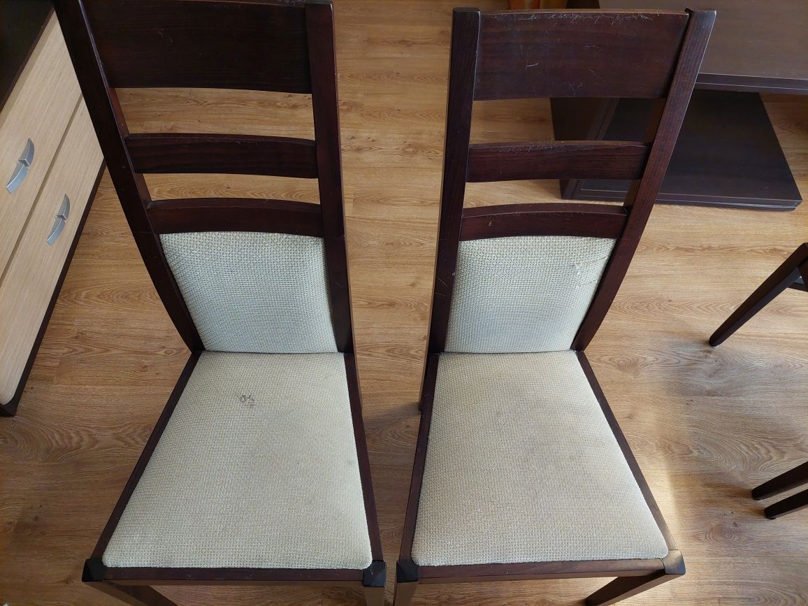 Krzesła drewniane tapicerowane wenge