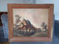 Obraz olejny na płótnie w drewnianej ramie 74 x 63 cm, sygnowany